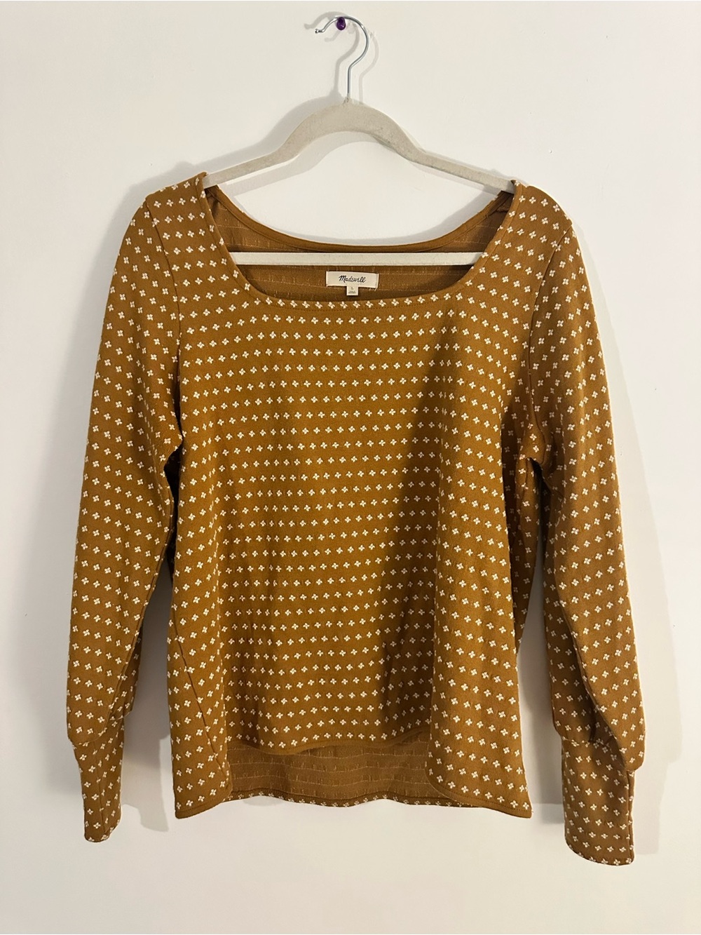 Madewell Mustard Dot Scoop Neck Long Sleeve Sweater